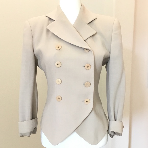 Giorgio Armani wool dbl breasted suit jacket - Picture 7 of 8